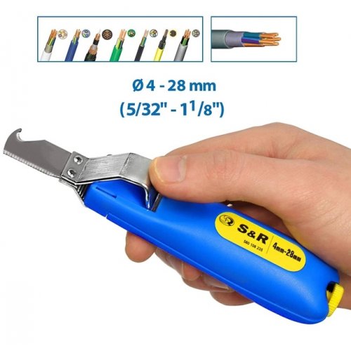 Знімач ізоляції 4-28 мм L175мм з ножем кабельним S&R 580108235 - фото #3