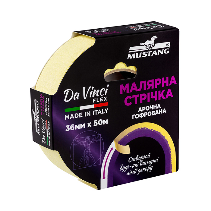 Малярна стрічка DA VINCI FLEX арочна гофрована 36мм*50м MUSTANG ITYP3650F - фото #1