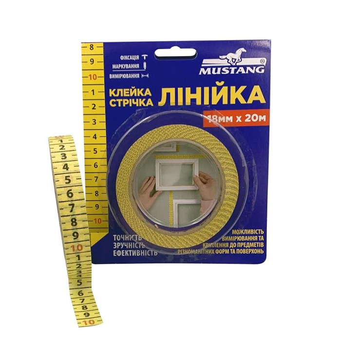 Клейка стрічка ЛІНІЙКА 18мм*20м MUSTANG RMT1820 - фото #2