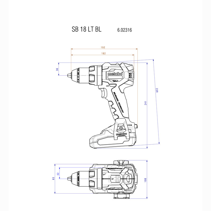 Акумуляторний ударний дриль SB 18 LT BL METABO 602316840 - фото #1