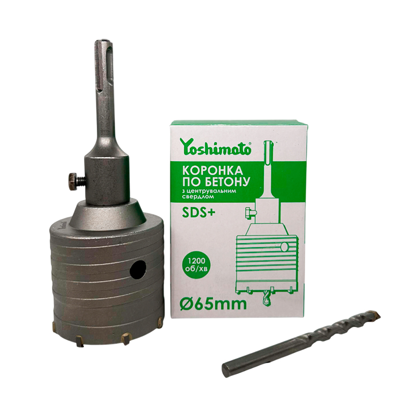 Коронка по бетону SDS-Plus з центрувальним свердлом 65мм YOSHIMOTO Y18-206 - фото #1