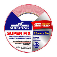 Стрічка двостороння на вспіненій основі SUPER FIX 25мм MUSTANG SF255