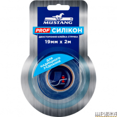 Двостороння стрічка PROF СИЛІКОН прозора 19мм*2м MUSTANG SL192