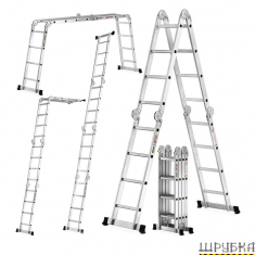 Драбина трансформер алюмінієва шарнірна 4-секційна DETEX DLH-4s4