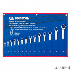 Набір ключів комбінованих з тріскачкою 8-24 мм в чохолі  King Tony 12114MRN